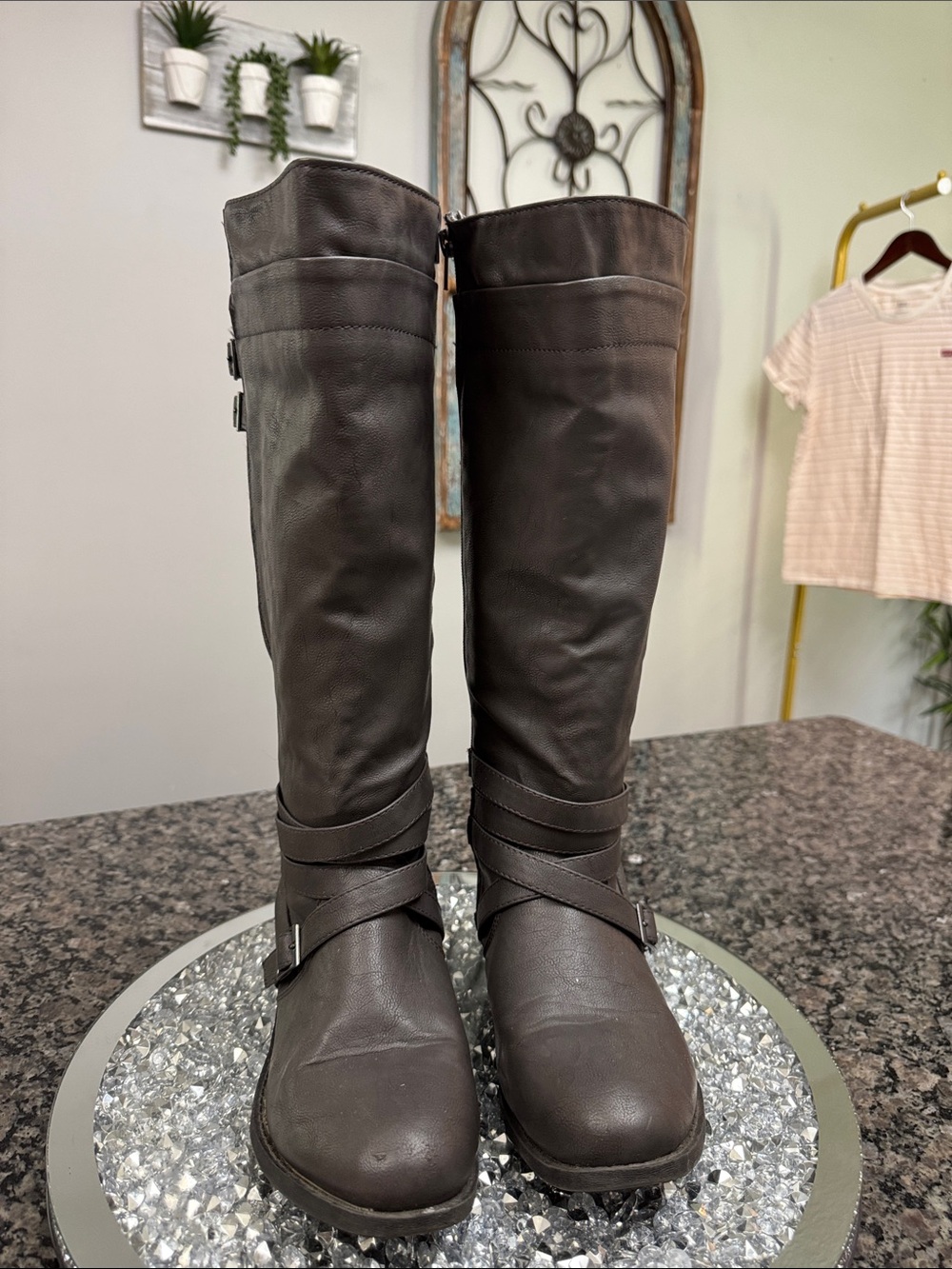 torrid tall gray straps and Buckle Riding Boots 8W - Picture 5 of 16